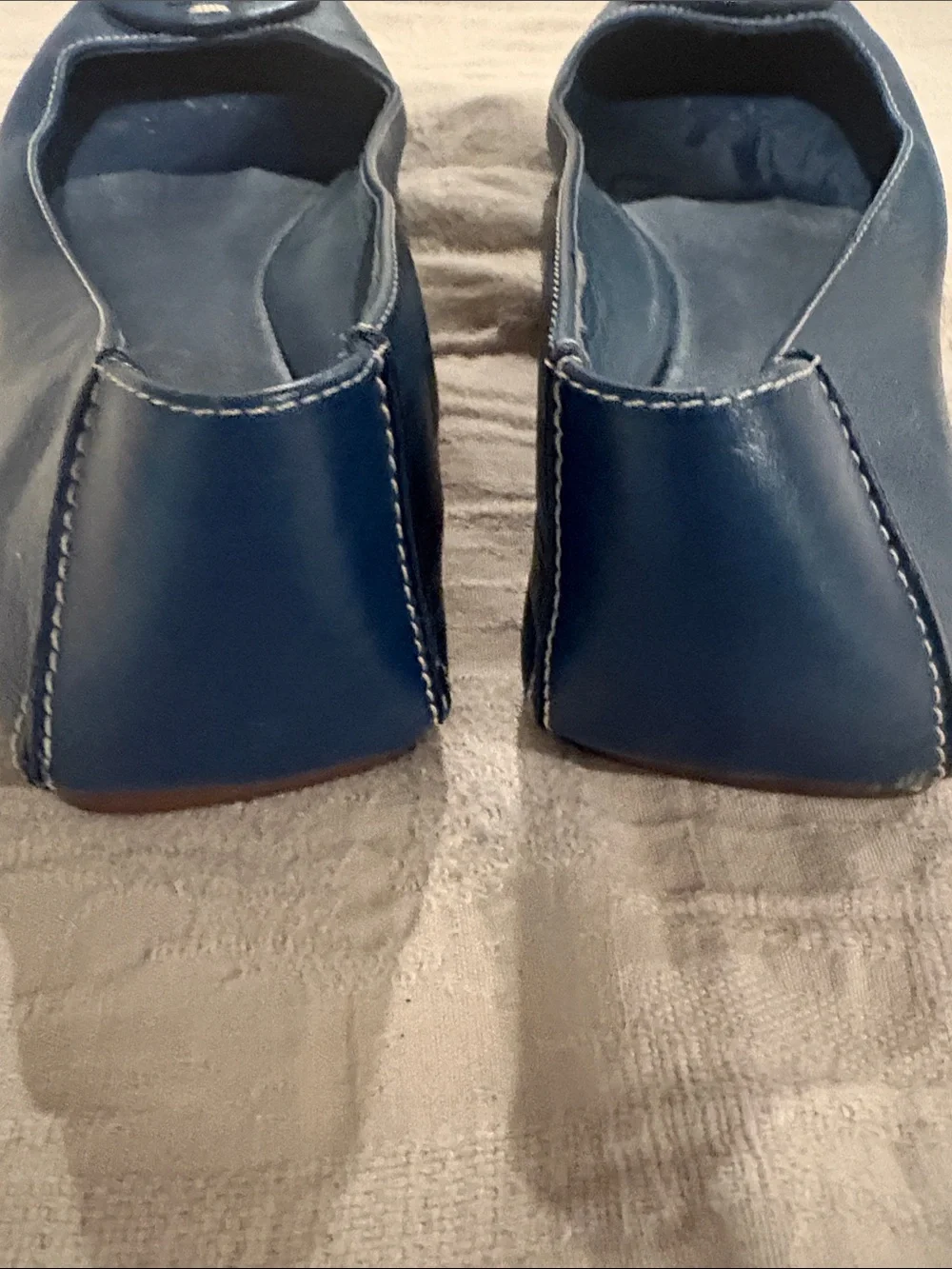 Tory Burch Blue Leather Logo Ballet Flats 8.5